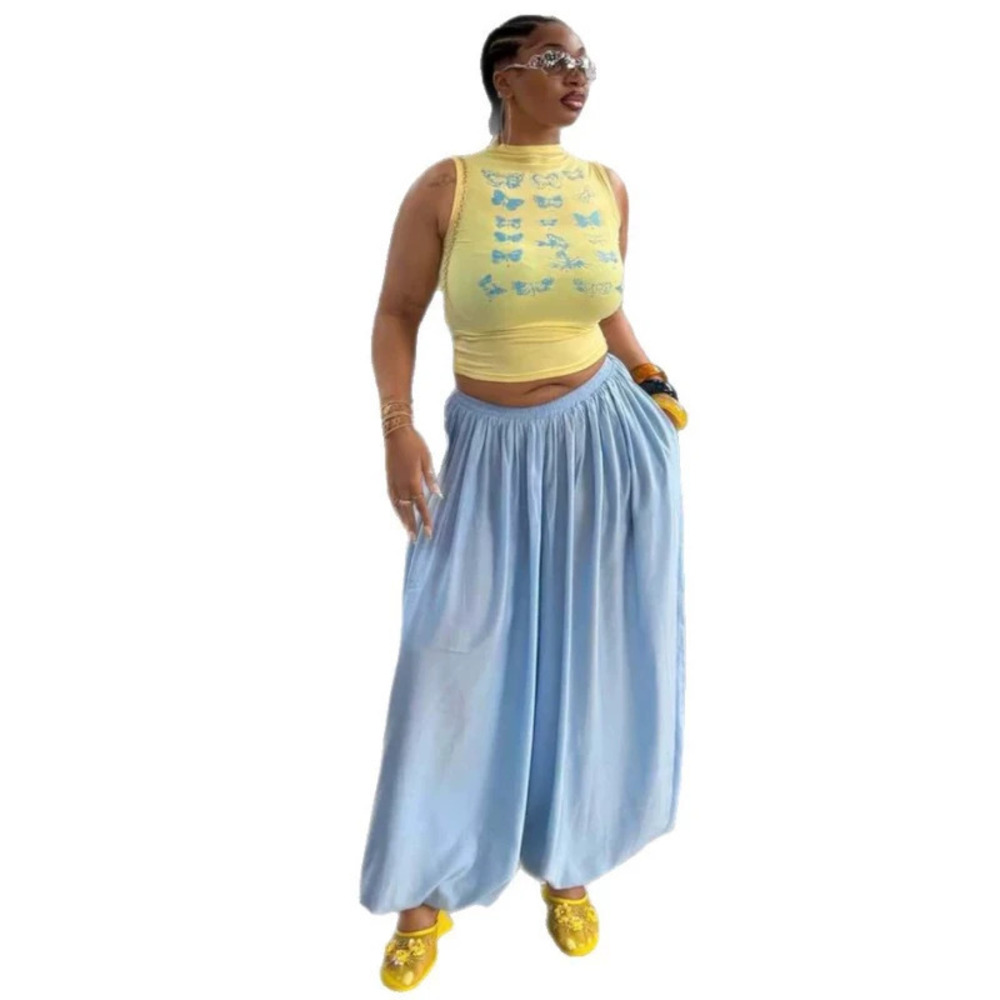 ZARA Solid Harem Pants African Chic Casual Sporty Relaxed Versatile